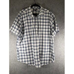 John‎ Varvatos USA XXL Mens Blue Plaid Short Sleeve Casual Button Down Shirt